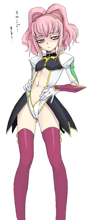 satou atsuki, anya alstreim, code geass, 00s, blush, midriff, solo, thighhighs