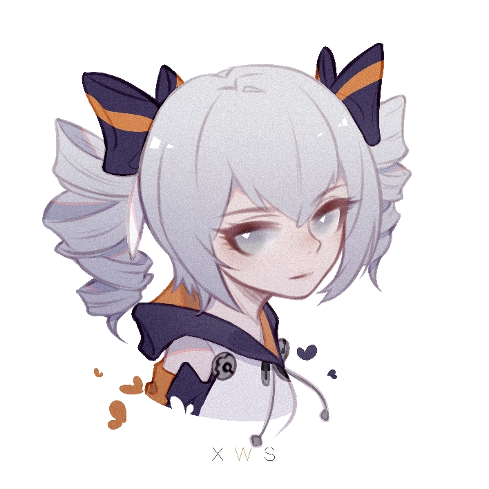 bronya zaychik, bronya zaychik (dimension breaker), honkai (series), honkai impact 3rd, 1girl, black bow, bow, closed mouth, drill hair, grey eyes, grey hair, hair bow, hood, hood down, jacket, looking at viewer, sammdr, simple background, solo, twin drills, upper body, white background, white jacket
