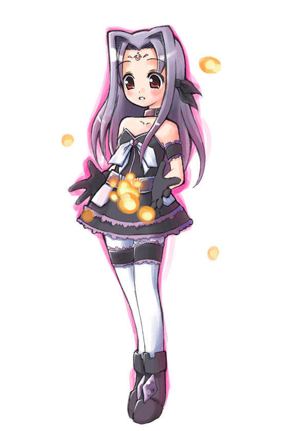 miaka (artist), salty (cherrypie), asclepius (nanoha), lutecia, lutecia alpine, lyrical nanoha, mahou shoujo lyrical nanoha, mahou shoujo lyrical nanoha strikers, 00s, 1girl, bow, facial mark, female focus, forehead mark, gloves, magical girl, pantyhose, solo