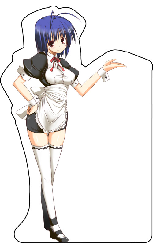 tagme, 1girl, female focus, solo, thighhighs, waitress, zettai ryouiki