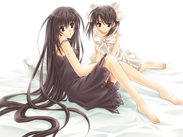 takigawa yuu, komachi tsugumi, matsunaga sara, ever 17, barefoot, feet, lingerie, nightgown, underwear