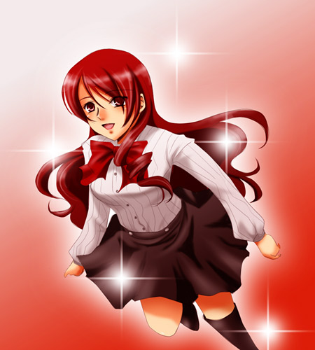 sinko (sinsin), kirijou mitsuru, atlus, persona, persona 3, lowres, red hair, smile, solo