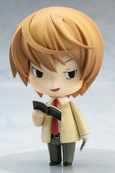 yagami light, death note, nendoroid, photo (medium), 00s, 1boy, book, chibi, death note (object), figure, just as planned (meme), male focus, meme, solo
