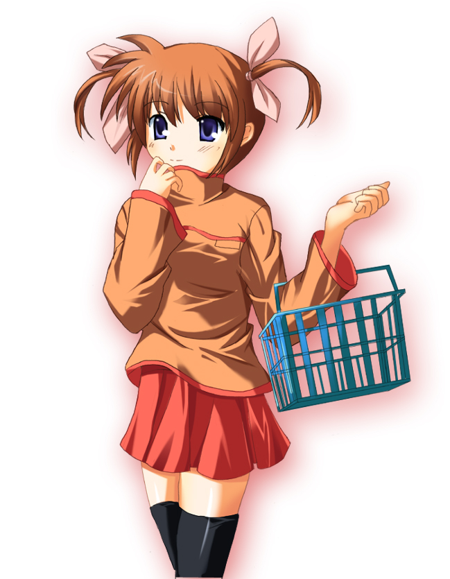 odaya, odayan, takamachi nanoha, lyrical nanoha, mahou shoujo lyrical nanoha, 00s, 1girl, female focus, orange shirt, shirt, solo, thighhighs, zettai ryouiki