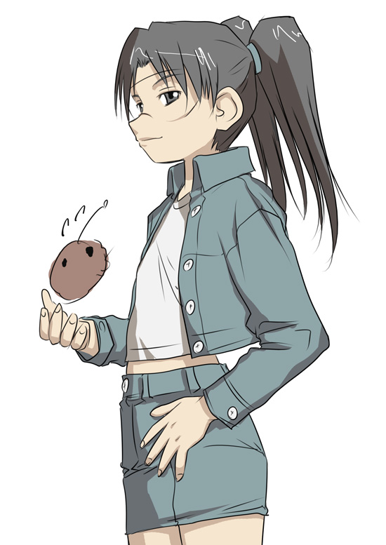 sakaki imasato, amasawa yuuko, mojo (dennou coil), dennou coil, 00s, black hair, brown hair, glasses, short hair, solo, twintails