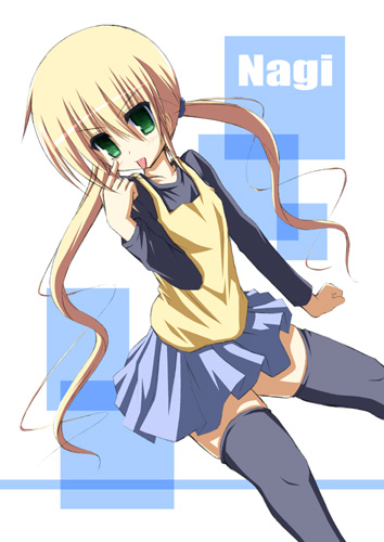 touda rui, sanzen'in nagi, hayate no gotoku!, lowres, 00s, akanbe, eyelid pull, solo, thighhighs, tongue, tongue out, zettai ryouiki
