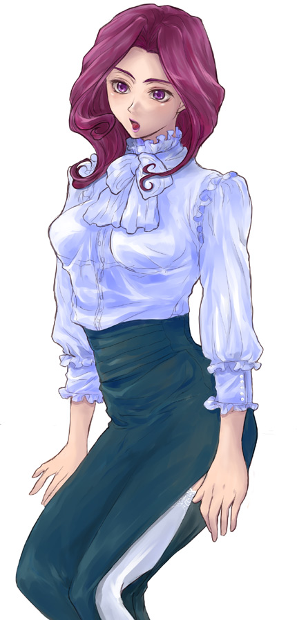cornelia li britannia, code geass, 00s, open mouth, purple eyes, purple hair, solo, thighhighs, white thighhighs