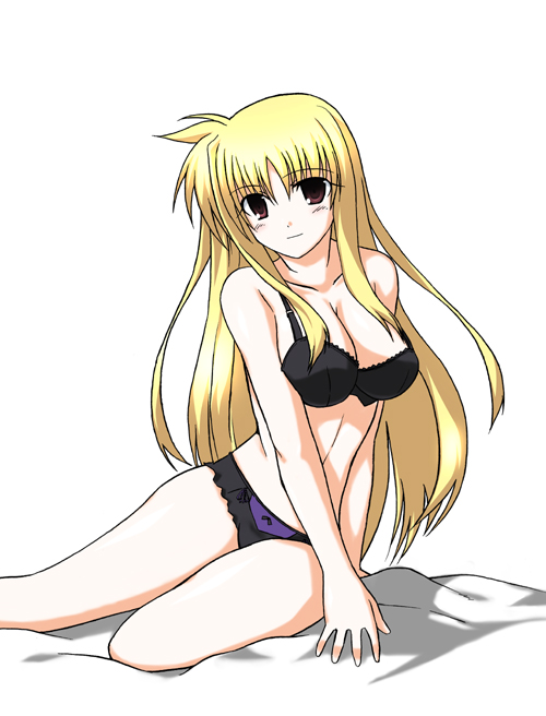 yamaura tamaki, fate testarossa, lyrical nanoha, mahou shoujo lyrical nanoha strikers, 00s, 1girl, bare shoulders, bra, female focus, lingerie, long hair, panties, solo, underwear, underwear only, very long hair