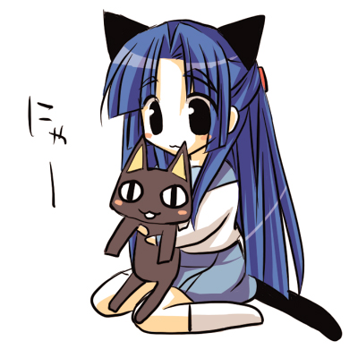 pokopi, asakura ryoko, suzumiya haruhi no yuuutsu, lowres, 00s, 1girl, animal ears, cat ears, female focus, half updo, school uniform, serafuku, solo