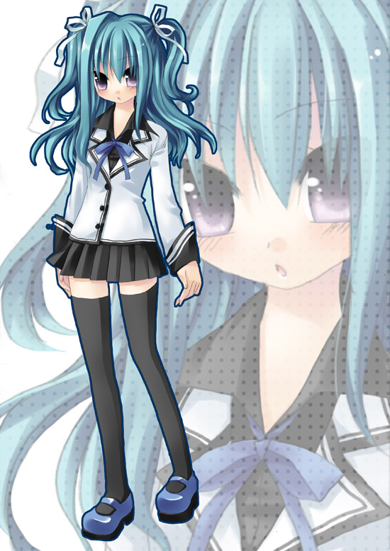 sazaki ichiri, original, tagme, blue shoes, school uniform, serafuku, shoes, solo, thighhighs, zettai ryouiki