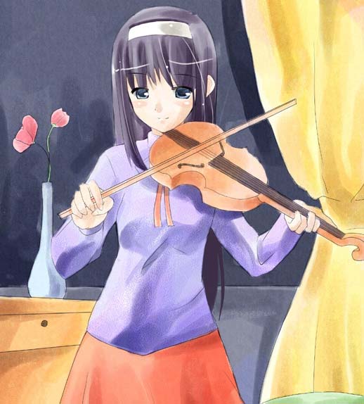 tohno akiha, tsukihime, tagme, 00s, 1girl, female focus, instrument, solo, violin