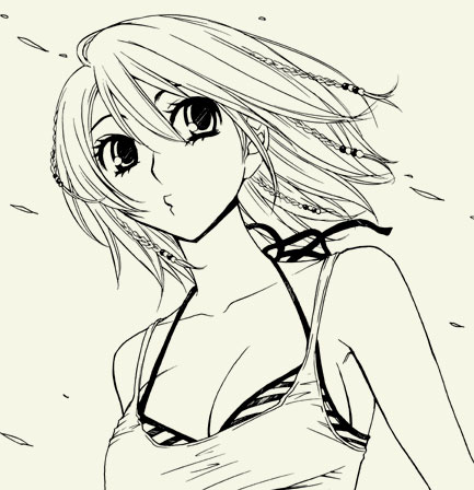 gotou akira, original, lowres, bra, lingerie, monochrome, solo, underwear