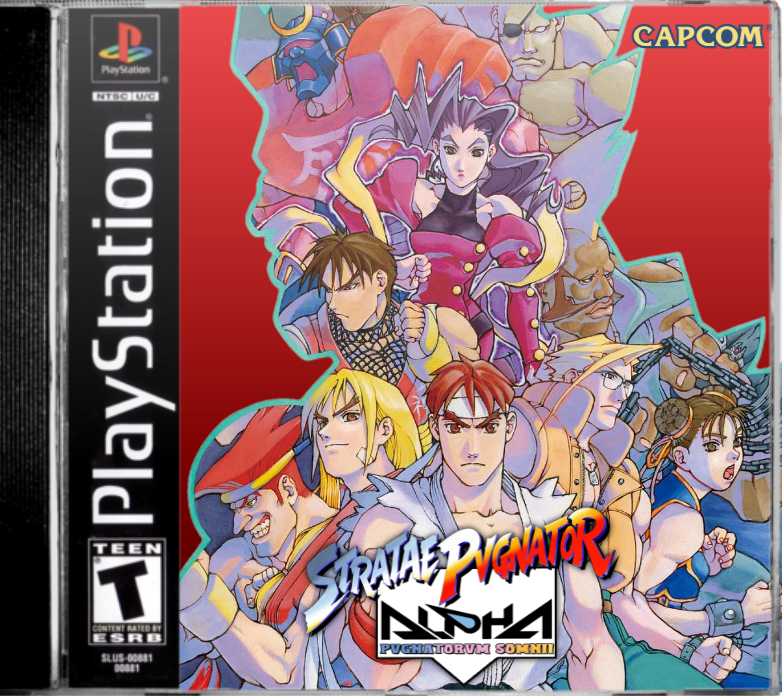 bengus, adon (street fighter), birdie (street fighter), chun-li, ken masters, rose (street fighter), ryu (street fighter), sagat, sodom, capcom, street fighter, street fighter zero (series), third-party edit, 2girls, 6+boys, bare shoulders, blonde hair, brown hair, dougi, eyepatch, game console, headband, karate gi, latin text, multiple boys, multiple girls, muscular, muscular male, playstation 1, purple hair, red hair, shuriken, weapon, wristband