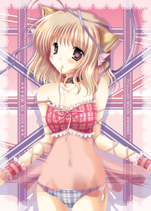ayato mimi, 1girl, animal ears, camisole, cat ears, female focus, panties, solo, underwear, underwear only