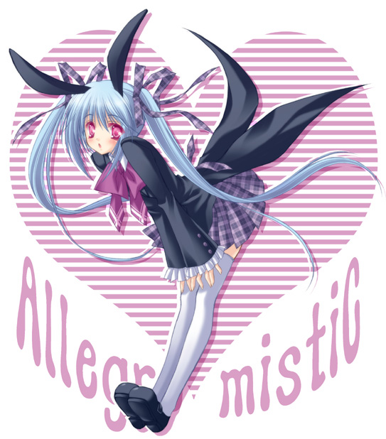 takano yuki (allegro mistic), original, animal ears, rabbit ears, school uniform, serafuku, solo, thighhighs, zettai ryouiki