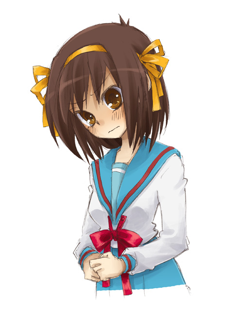 kamoi hayato, suzumiya haruhi, suzumiya haruhi no yuuutsu, 00s, brown hair, school uniform, serafuku, short hair, solo