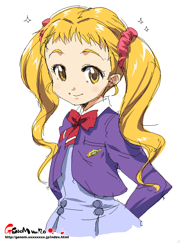 onija tarou, kasugano urara (yes! precure 5), precure, yes! precure 5, 00s, blonde hair, oekaki, smile, solo, twintails, yellow eyes