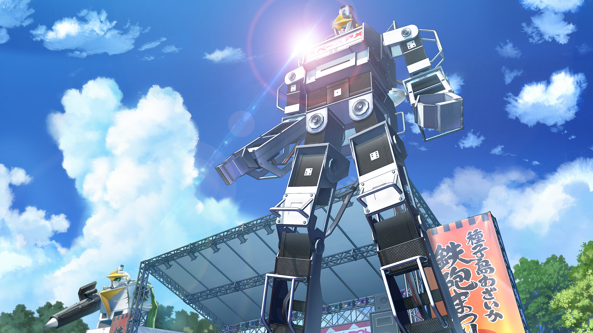 fukuda tomonori, robotics;notes, robotics;notes dash, science adventure, game cg, highres, non-web source, official art, blue sky, cloud, day, mecha, outdoors, robot, sky