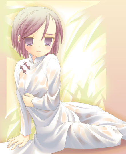 kurasawa kyoushou, original, 1girl, female focus, japanese clothes, kimono, purple eyes, purple hair, simple background, solo