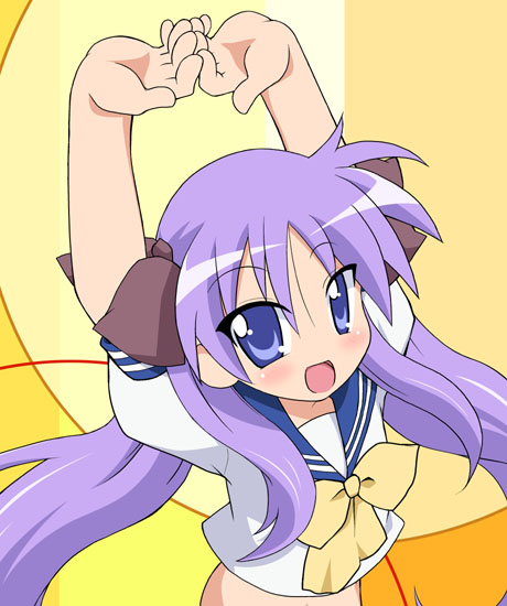 chirorian, hiiragi kagami, lucky star, 00s, no pants, school uniform, serafuku, solo