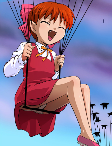 haruyama kazunori, nekomusume, gegege no kitarou, toei company, 1girl, bow, female focus, loli, panties, pantyshot, pink bow, pointy ears, solo, underwear