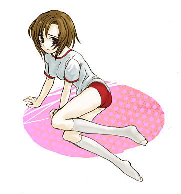 ryuuguu rena, higurashi no naku koro ni, lowres, 00s, 1girl, buruma, female focus, gym uniform, solo