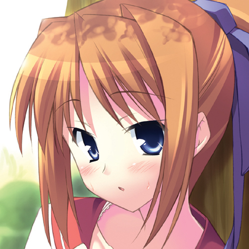 hinata mutsuki, p-drops, original, lowres, 1girl, against tree, blue eyes, blush, bra, female focus, hair ribbon, lingerie, long hair, open mouth, orange hair, outdoors, ponytail, ribbon, school uniform, serafuku, solo, sweat, tree, underwear