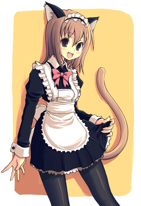 kimarin, original, animal ears, cat ears, cat tail, maid, pantyhose, solo, tail
