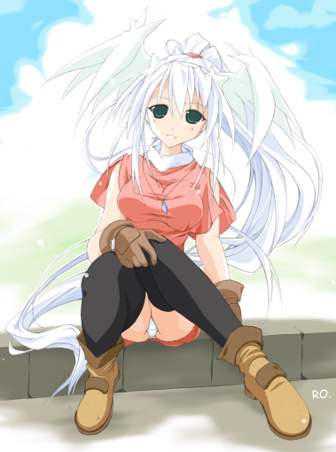 tokita, ragnarok online, 1girl, female focus, panties, ponytail, solo, thighhighs, underwear