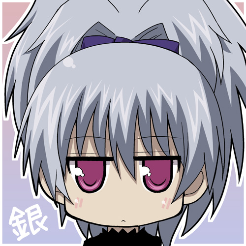 nagy, yin (darker than black), darker than black, lowres, 00s, 1girl, chibi, female focus, jitome, ponytail, solo