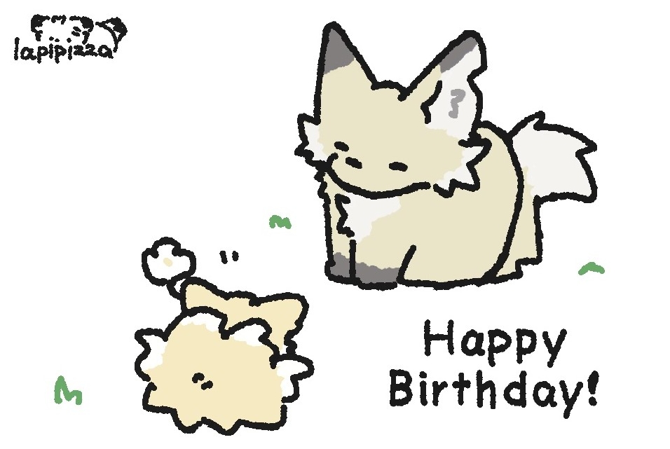 dr luyan, suzuran (arknights), vulpisfoglia (arknights), arknights, tagme, animalization, fox, happy birthday, kitsune, kyuubi, multiple tails, no humans, tail