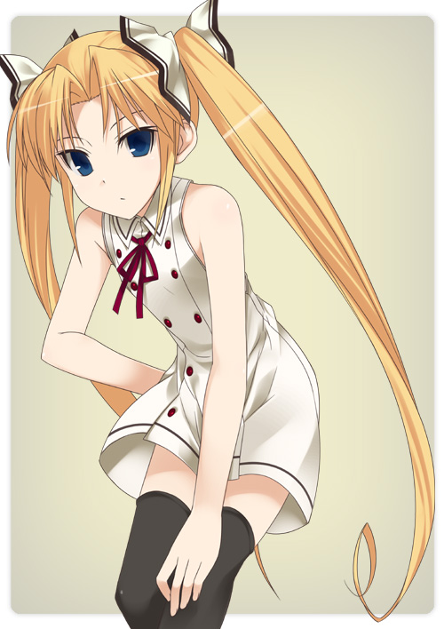 mizuki makoto, kuonji miyu, kimi ga aruji de shitsuji ga ore de, 00s, solo, thighhighs, twintails, zettai ryouiki