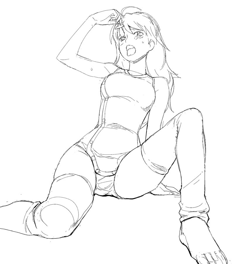 a1 (initial-g), hoshii miki, idolmaster, idolmaster (classic), idolmaster 1, 00s, 1girl, ahoge, female focus, greyscale, monochrome, open mouth, pacifier, sitting, solo
