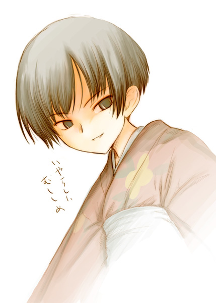renzu (mushishi), mushishi, 1girl, black hair, female focus, japanese clothes, short hair, solo