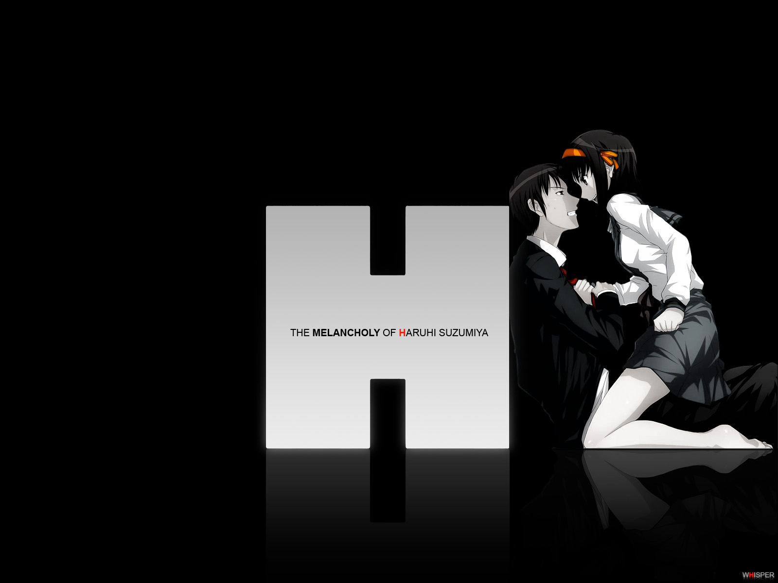 kyon, suzumiya haruhi, suzumiya haruhi no yuuutsu, highres, 00s, 1boy, 1girl, brown hair, clothes grab, clothes lift, necktie, necktie grab, neckwear grab, profile, school uniform, serafuku, short hair, skirt, skirt lift, straddling