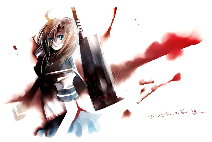 kei (keigarou), ryuuguu rena, higurashi no naku koro ni, 00s, 1girl, billhook, crazy eyes, female focus, hashitsuki nata, hatchet, nata (tool), solo