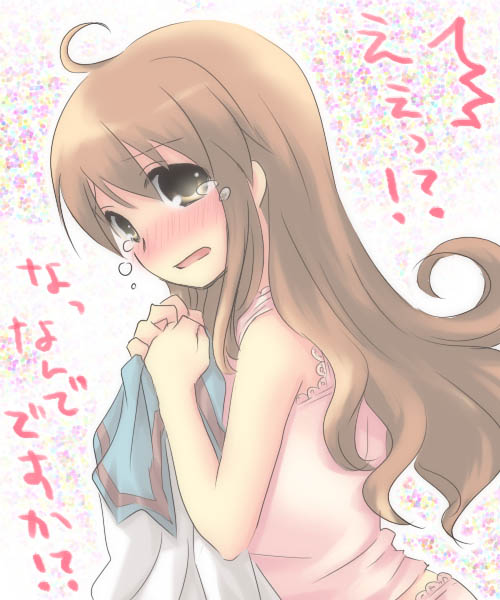 ateru, asahina mikuru, suzumiya haruhi no yuuutsu, 00s, 1girl, blush, brown eyes, brown hair, female focus, long hair, open mouth, solo, tears