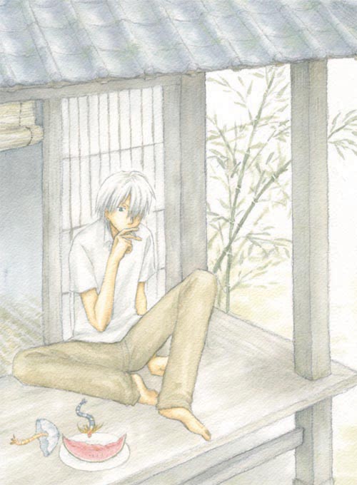 ginko (mushishi), mushishi, tagme, 1boy, hair over one eye, male focus, solo