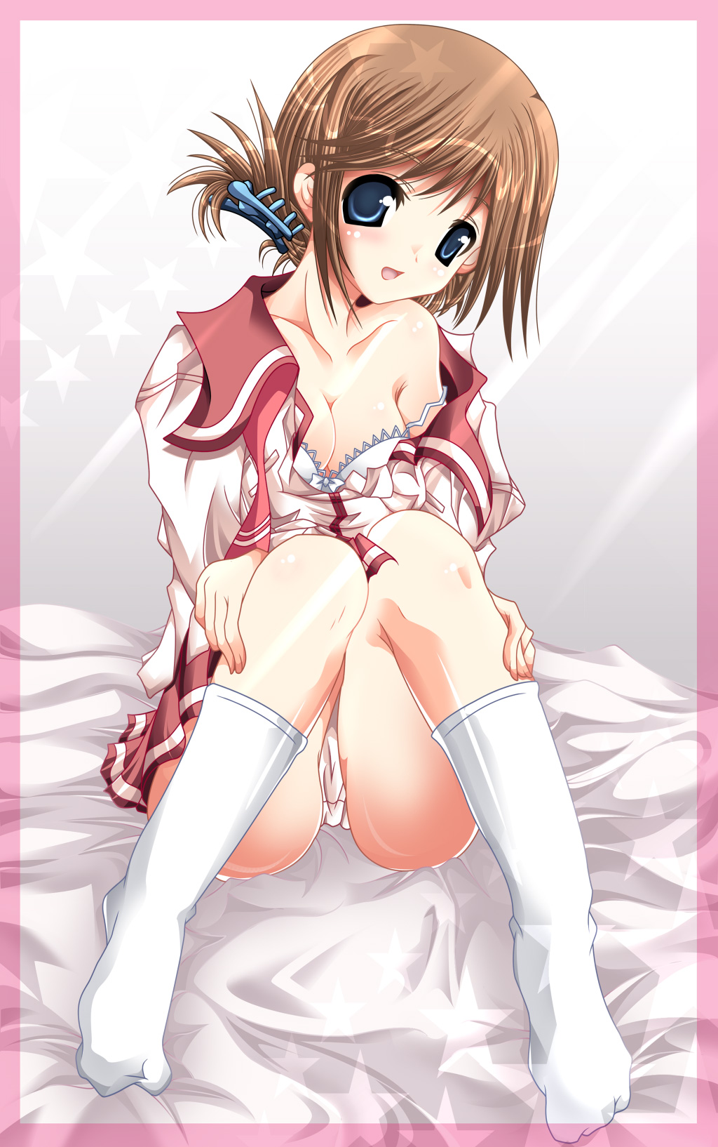 kohakugin, komaki manaka, to heart (series), to heart 2, highres, 00s, 1girl, bra, female focus, folded ponytail, lingerie, panties, school uniform, serafuku, solo, underwear