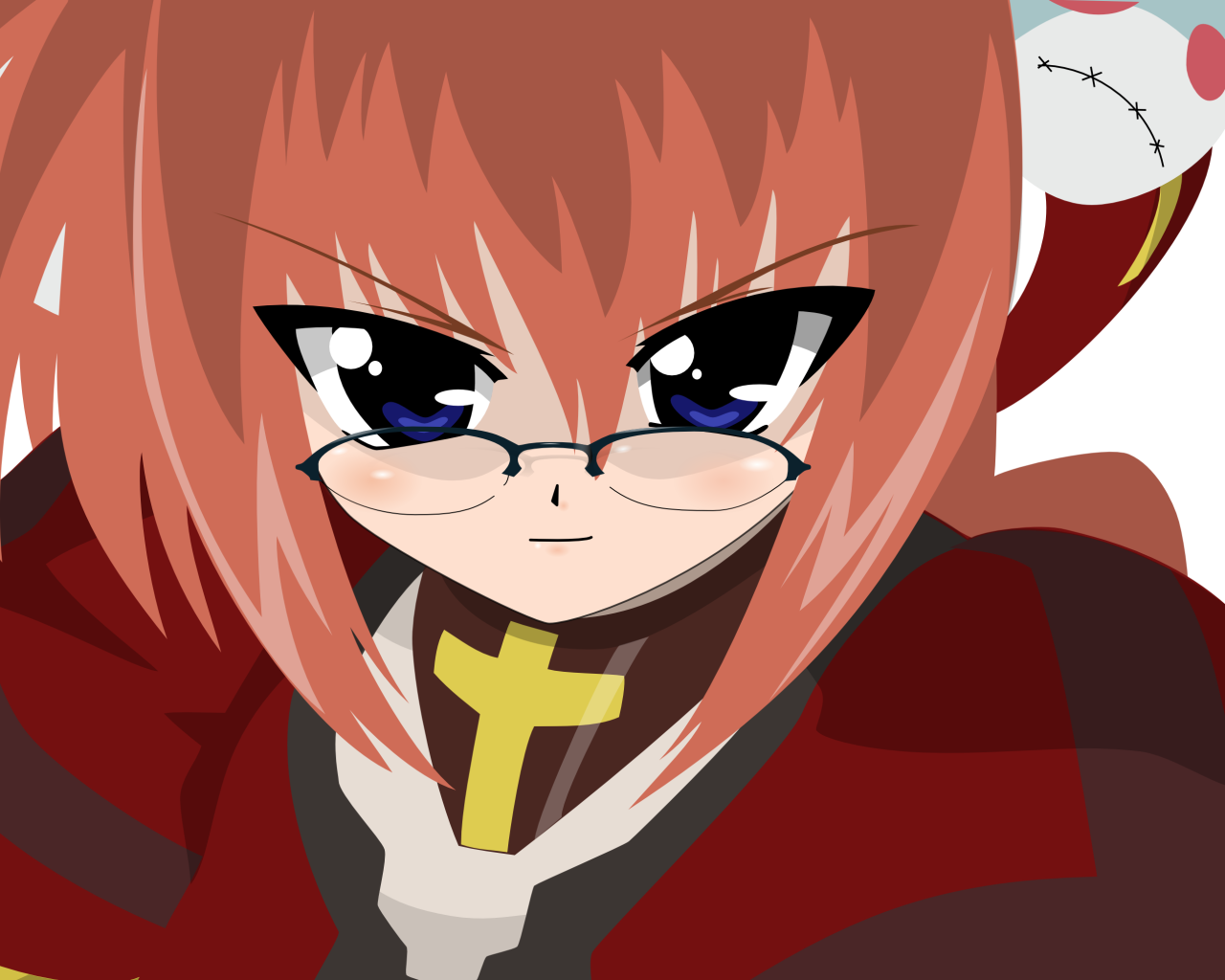 vita (nanoha), lyrical nanoha, mahou shoujo lyrical nanoha, mahou shoujo lyrical nanoha a's, derivative work, vector trace, 00s, glasses, solo, transparent background