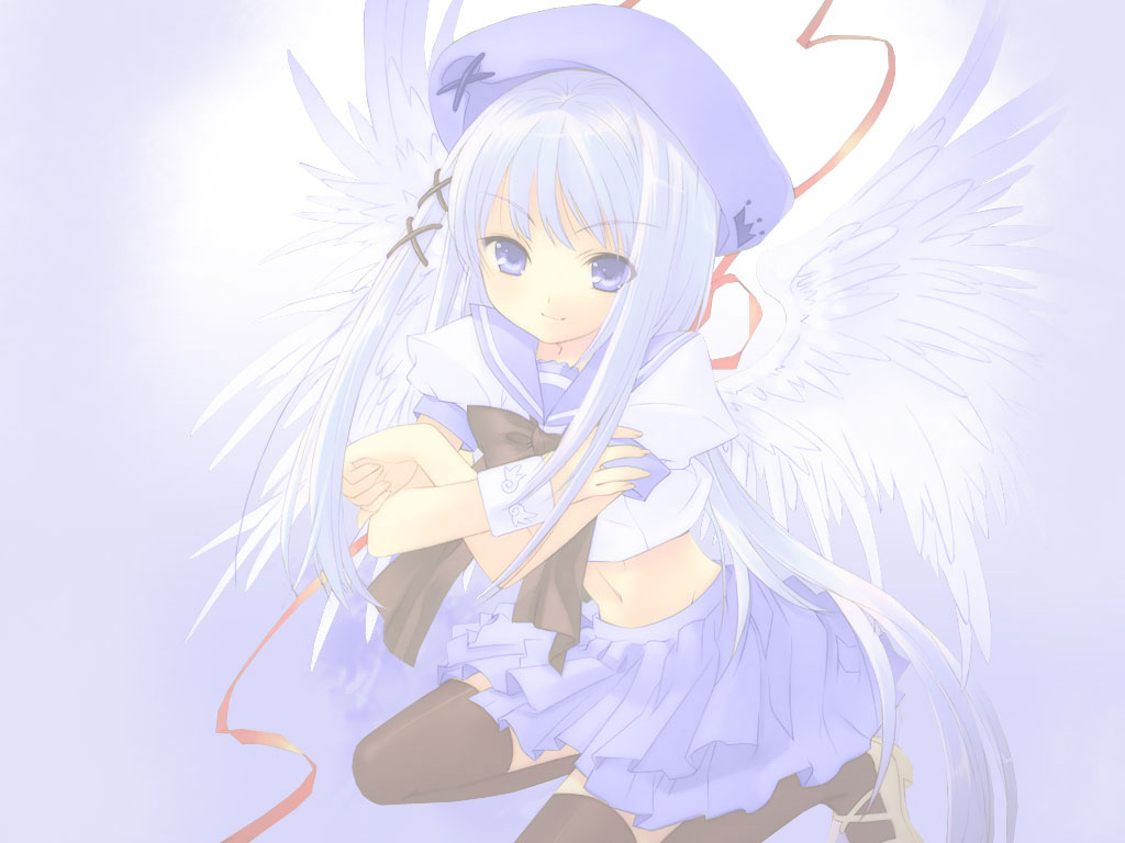 tagme, blue eyes, blue hair, braid, hat, ribbon, solo, wings