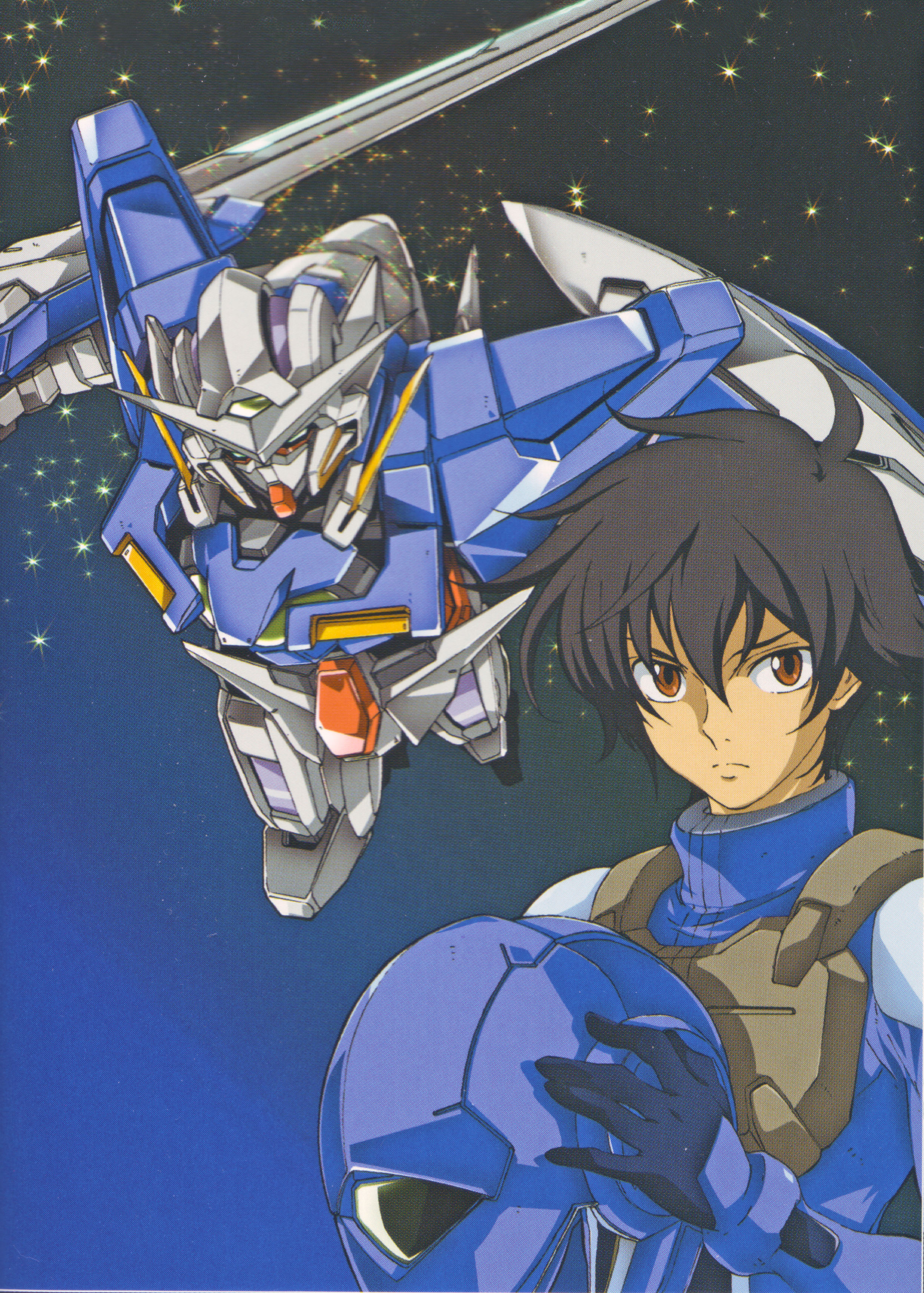 exia, gundam exia, setsuna f. seiei, gundam, gundam 00, absurdres, highres, scan, 00s, 1boy, helmet, male focus, mecha, robot, solo