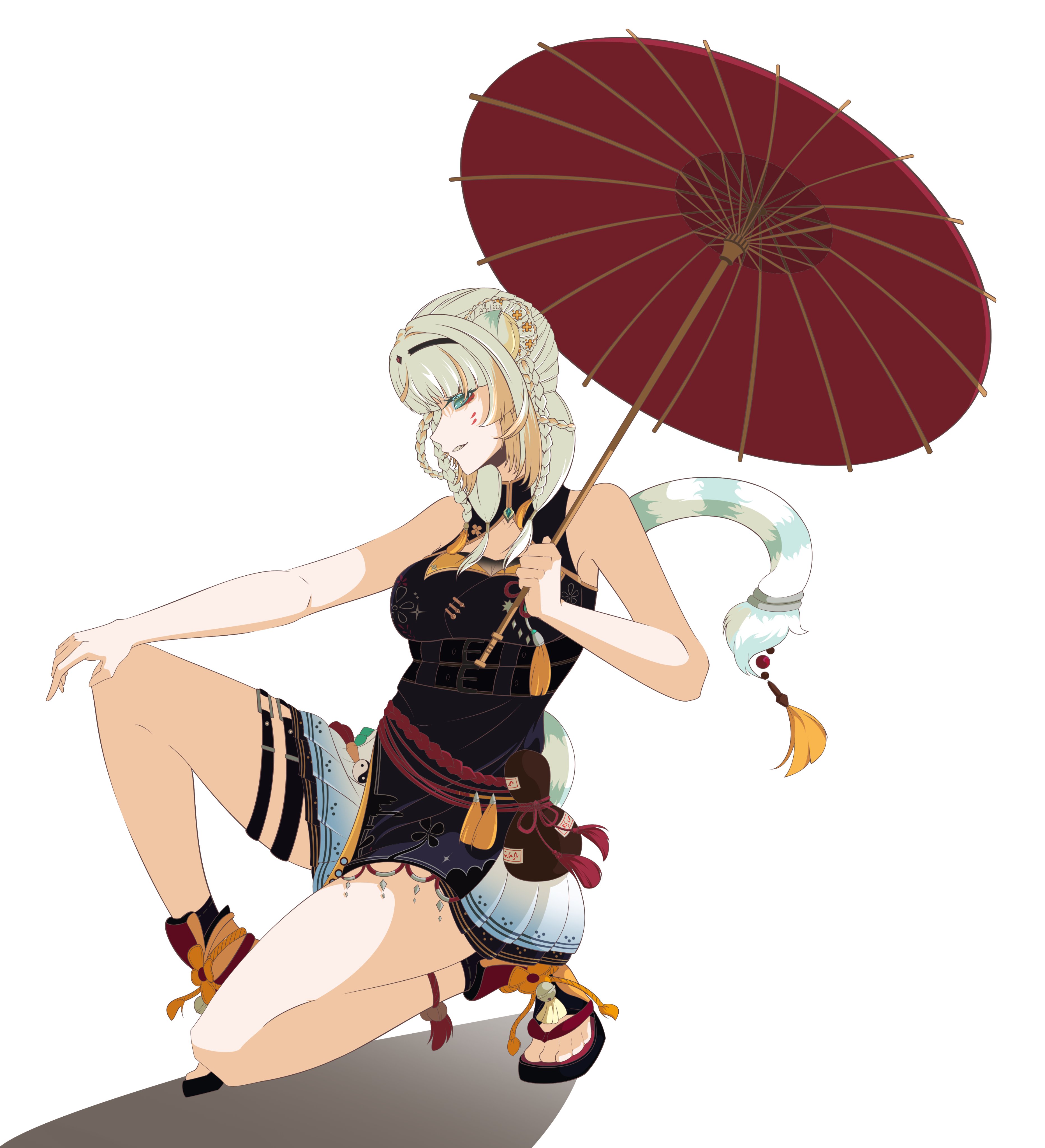 taiga toragami, chromashift, animal ears, blue eyes, tail, tiger ears, tiger tail, virtual youtuber, white hair