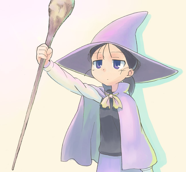 c-lop, kuga kokage, sketchbook full colors, 00s, cape, hat, ponytail, solo, witch hat, wizard hat