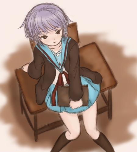 yama0tea, nagato yuki, suzumiya haruhi no yuuutsu, lowres, 00s, 1girl, female focus, solo