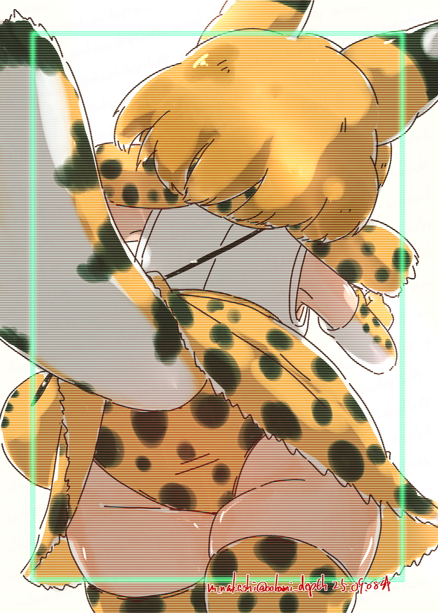 nakashi masakumi, serval (kemono friends), kemono friends, commentary request, highres, 1girl, animal ears, animal print, artist name, ass, blonde hair, bow, dated, elbow gloves, from behind, from below, gloves, high-waist skirt, multicolored gloves, panties, print gloves, print panties, print skirt, scanlines, shirt, short hair, simple background, skindentation, skirt, sleeveless, sleeveless shirt, solo, striped tail, tail, thighhighs, underwear, white background, white gloves, white shirt, yellow gloves, yellow skirt, yellow thighhighs