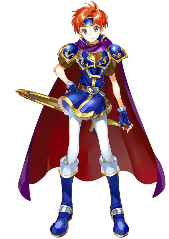 noki (affabile), roy (fire emblem), fire emblem, fire emblem: the binding blade, nintendo, 1boy, armor, binding blade (weapon), blue armor, blue eyes, closed mouth, headband, looking at viewer, male focus, red hair, short hair, smile