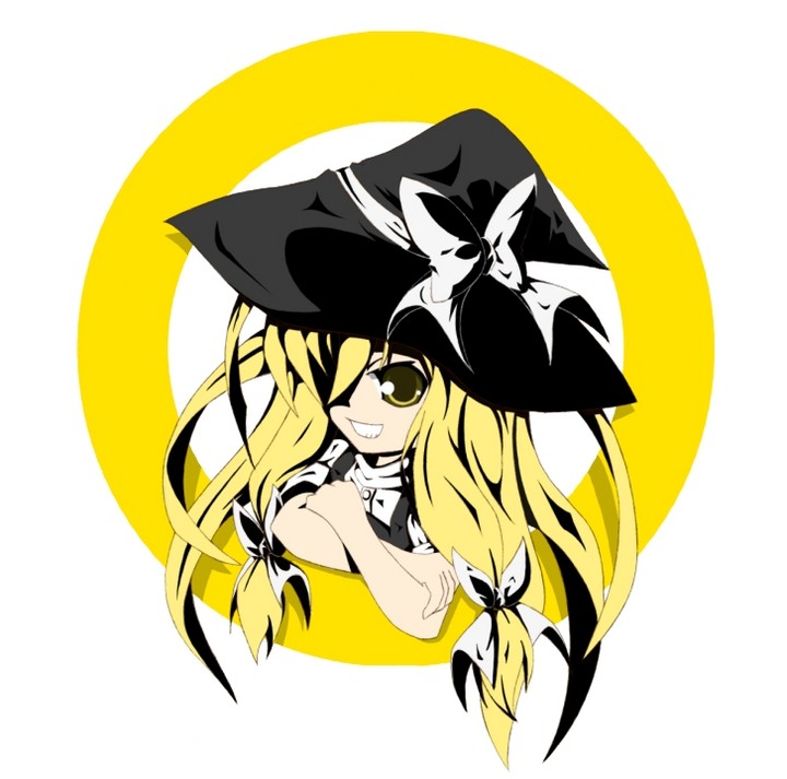 kirisame marisa, touhou, 1girl, black hat, blonde hair, female focus, hat, long hair, ribbon, solo, upper body, white background