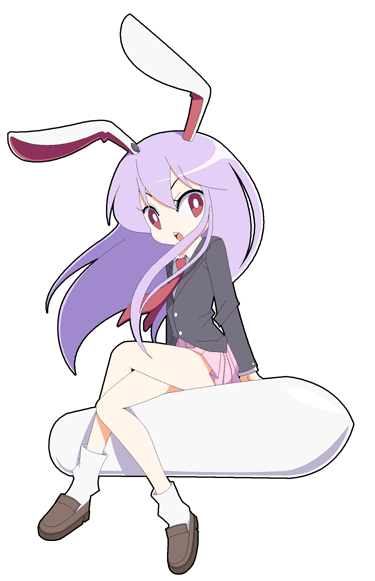 mzh, reisen udongein inaba, touhou, 1girl, animal ears, female focus, full body, rabbit ears, simple background, sitting, socks, solo, white background