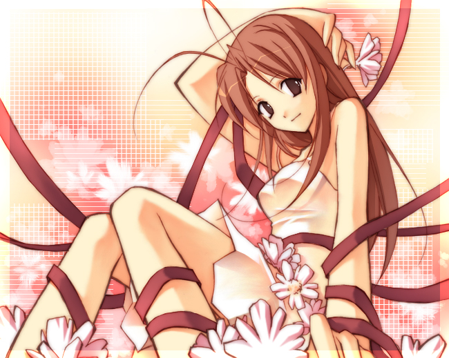 narusegawa naru, love hina, tagme, flower, long hair, ribbon, solo